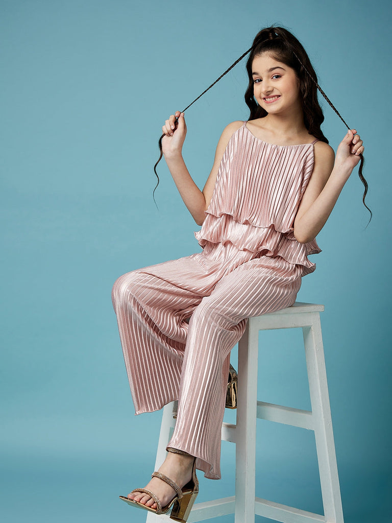 Girls Accordion Pleated Basic Jumpsuit (j-pleatjaz)