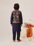 Boys Floral Embroidered Regular Sequinned Kurta With Pyjamas (KP-BLACKPINKFLOWER)