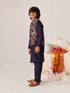 Boys Floral Embroidered Regular Sequinned Kurta With Pyjamas (KP-BLACKPINKFLOWER)