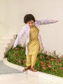 Boys Ethnic Motifs Printed Pure Cotton Kurta with Pyjamas & Nahru Jacket (KP-BLACKSTRIPE)