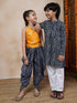 Boys Bandhani Printed Band Collar Kurta With Pyjamas (KP-BLUEBANDHNI)