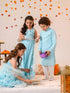 Boys Printed Pure Cotton Kurta with Pyjamas (KP-BLUEKHADDI)