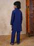 Boys Mandarin Collar Straight Kurta Pyjamas With Nehru Jacket (KP-BLUETAFETA)
