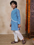 Boys Mandarin Collar Floral Regular Kurta With Pyjamas (KP-BLUEWHITESTRIPE)