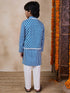 Boys Mandarin Collar Floral Regular Kurta With Pyjamas (KP-BLUEWHITESTRIPE)