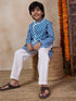 Boys Mandarin Collar Floral Regular Kurta With Pyjamas (KP-BLUEWHITESTRIPE)
