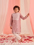 Boys Floral Embroidered Regular Kurta With Pyjamas (KP-DUSTYPINK)