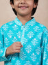 Boys Mandarin Collar Ethnic Motifs Printed Regular Kurta With Pyjamas (KP-FIROZIBOOTA)