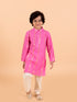 Boys Pink Floral Embroidered Kurti with Trousers (KP-floralggt)