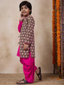 Boys Floral Printed Long Sleeves Straight Kurta With Dhoti Pants (KP-GREENDOBBY)