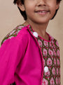 Boys Floral Printed Long Sleeves Straight Kurta With Dhoti Pants (KP-GREENDOBBY)