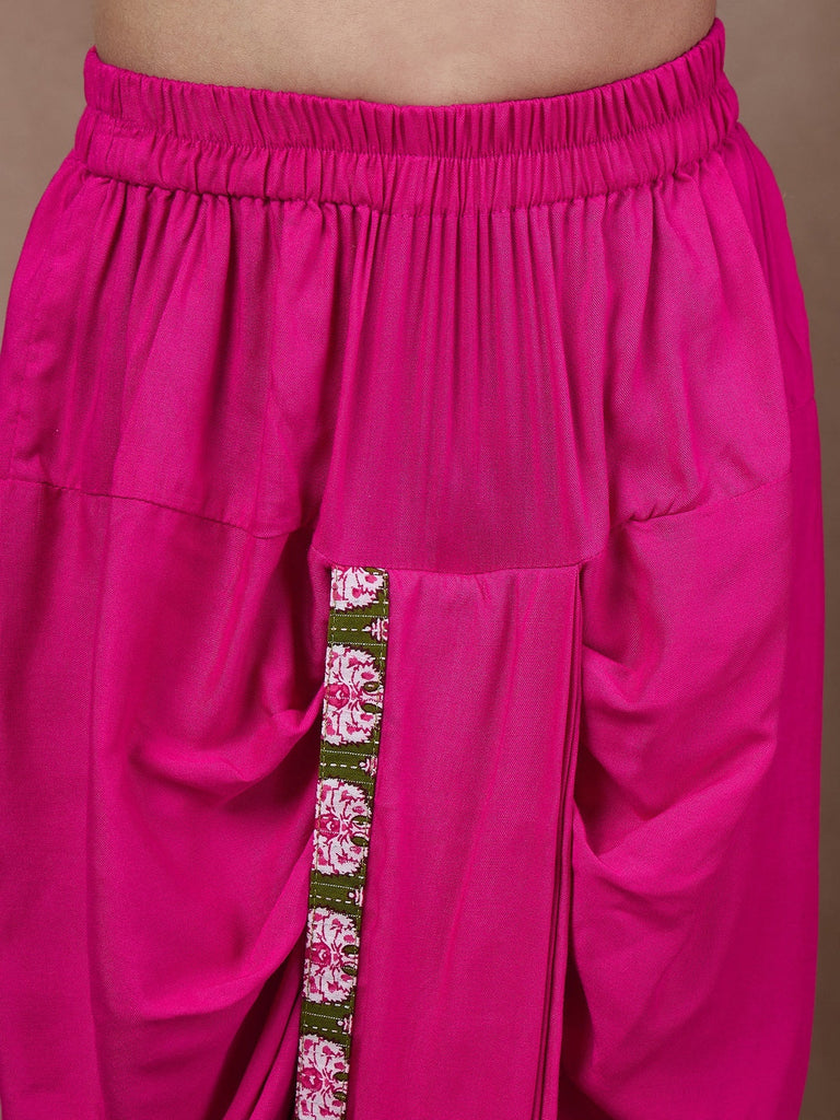 Boys Floral Printed Long Sleeves Straight Kurta With Dhoti Pants (KP-GREENDOBBY)