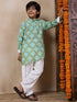 Boys Mandarin Collar Floral Printed Regular Kurta With Salwar (KP-GREENSHELL)