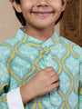 Boys Mandarin Collar Floral Printed Regular Kurta With Salwar (KP-GREENSHELL)