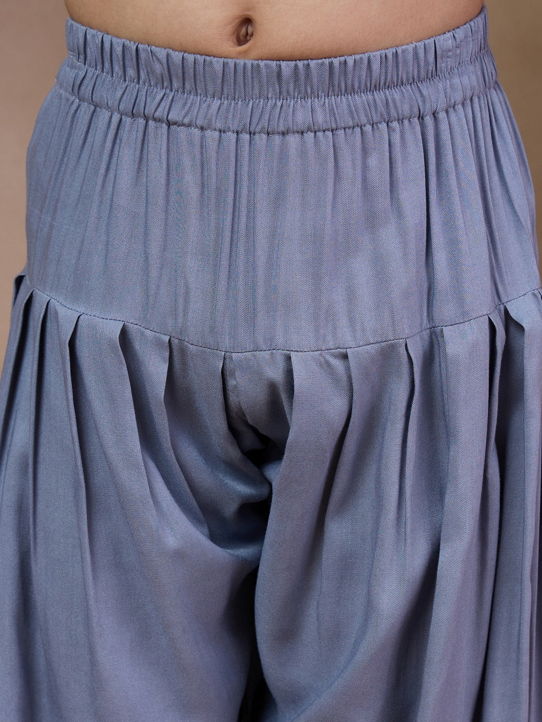 Boys Mandarin Collar Floral Printed Regular Kurta With Pyjamas (KP-GREYPEACH)