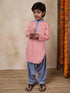 Boys Mandarin Collar Floral Printed Regular Kurta With Pyjamas (KP-GREYPEACH)