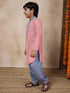 Boys Mandarin Collar Floral Printed Regular Kurta With Pyjamas (KP-GREYPEACH)