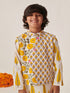 Boys Floral Printed Regular Kurta With Pyjamas (KP-GREYYELLOWJAAL)
