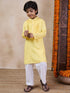 Boys Yoke Design Band Collar Straight Kurta With Pyjamas (KP-LEMONPINTUCKS)