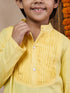 Boys Yoke Design Band Collar Straight Kurta With Pyjamas (KP-LEMONPINTUCKS)