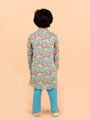 Boys Sea Green Printed Kurta with Pyjama Set (Kp-lotus)