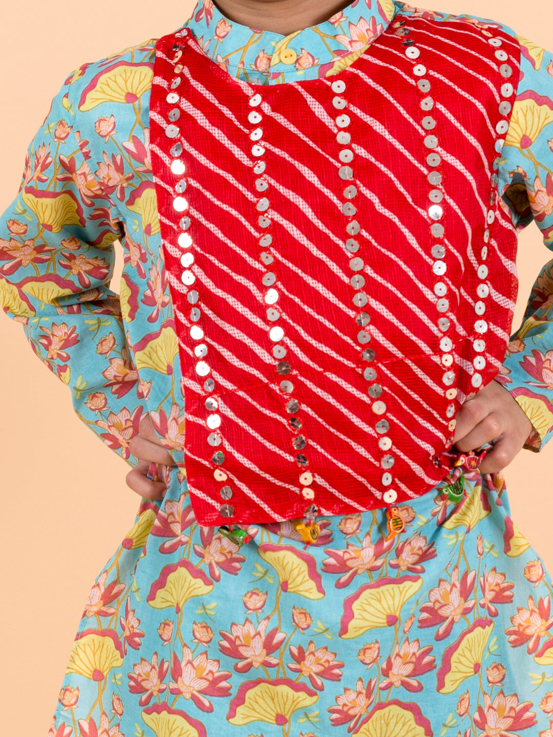 Boys Sea Green Printed Kurta with Pyjama Set (Kp-lotus)