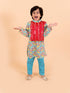 Boys Sea Green Printed Kurta with Pyjama Set (Kp-lotus)