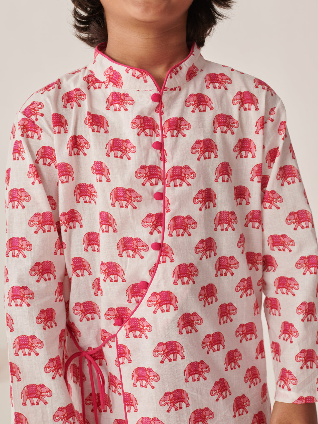 Boys Ethnic Motifs Printed Regular Kurta With Dhoti Pants (KP-MAGENTAELEPHANT)