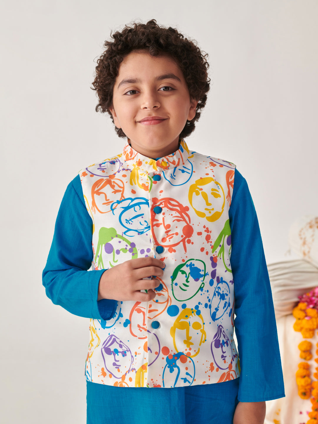 Boys Regular Kurta With Pyjamas (KP-MULTIFACES)