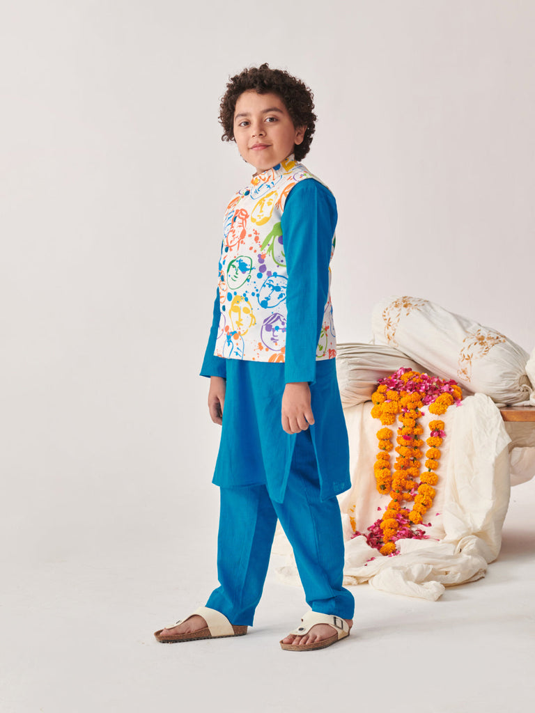 Boys Regular Kurta With Pyjamas (KP-MULTIFACES)