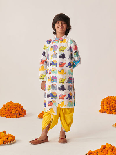 Boys Printed Regular Kurta With Dhoti Pants (KP-MULTIHATHI)