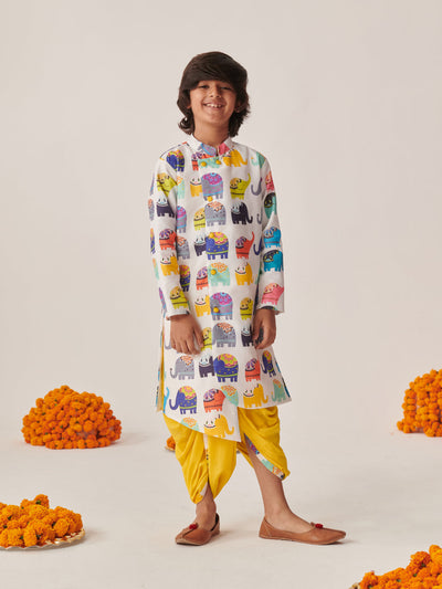Boys Printed Regular Kurta With Dhoti Pants (KP-MULTIHATHI)