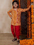 Boys Bandhani Printed V Neck Gotta Patti Kurta With Dhoti Pants (KP-MUSTARDBANDHNI)
