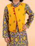 Boys Navy Blue Floral Printed Pure Cotton Kurta with Trousers & With Dupatta (Kp-Navyjaal)