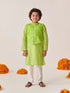 Boys Striped Regular Kurta With Pyjamas (KP-PARROTGREEN)