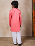 Boys Mandarin Collar Long Sleeves Straight Kurta With Pyjamas Jacket (KP-PEACHDOBBY)