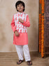 Boys Mandarin Collar Long Sleeves Straight Kurta With Pyjamas Jacket (KP-PEACHDOBBY)