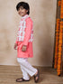 Boys Mandarin Collar Long Sleeves Straight Kurta With Pyjamas Jacket (KP-PEACHDOBBY)
