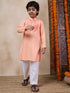Boys Mandarin Collar Yoke Design Regular Kurta With Pyjamas (KP-PEACHPINTUCKS)