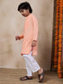 Boys Mandarin Collar Yoke Design Regular Kurta With Pyjamas (KP-PEACHPINTUCKS)