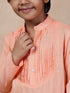 Boys Mandarin Collar Yoke Design Regular Kurta With Pyjamas (KP-PEACHPINTUCKS)