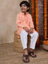 Boys Mandarin Collar Yoke Design Regular Kurta With Pyjamas (KP-PEACHPINTUCKS)