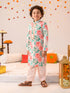 Boys Floral Printed Pure Cotton Kurta with Pyjamas (KP-PEACHREDFLOWER)