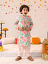 Boys Floral Printed Pure Cotton Kurta with Pyjamas (KP-PEACHREDFLOWER)