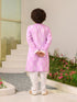 Boys Ethnic Motifs Printed Pure Cotton Kurta With Pyjamas (KP-PURPLEWHITE)