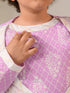 Boys Ethnic Motifs Printed Pure Cotton Kurta With Pyjamas (KP-PURPLEWHITE)
