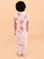 Kids-Boys Pink Floral Printed Pure Cotton Kurta with Trousers and Nehru Jacket (kp-pinkggt)
