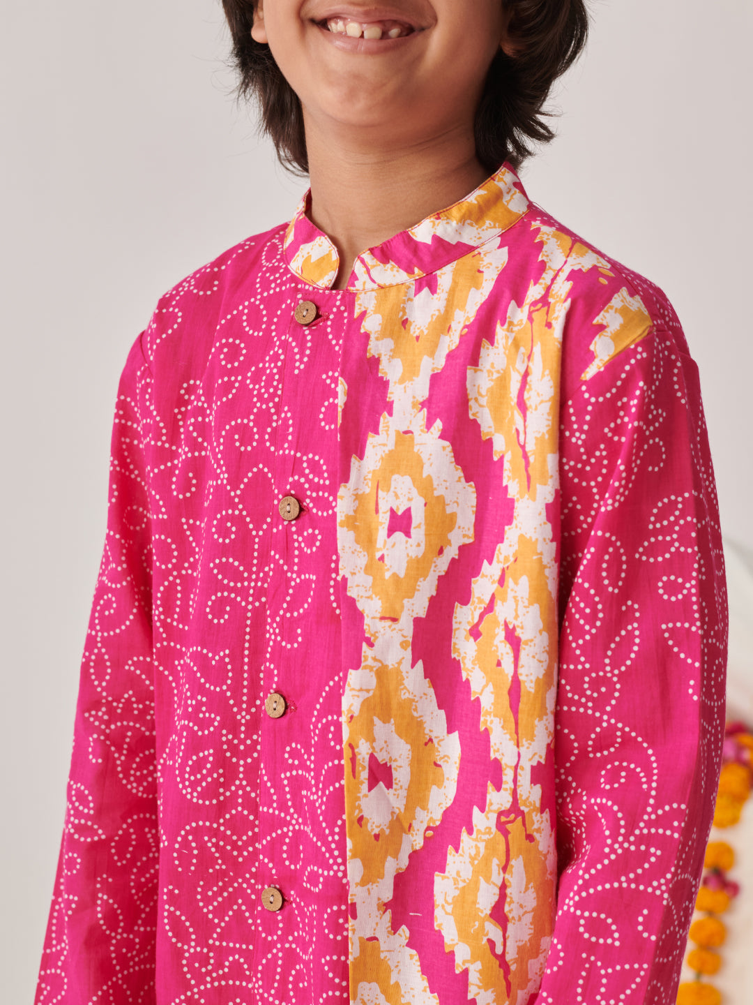 Boys Printed Regular Kurta With Pyjamas (KP-RANIORANGE)