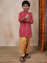 Boys Floral Regular Kurta With Pyjamas (KP-REDBANDHANI)