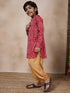Boys Floral Regular Kurta With Pyjamas (KP-REDBANDHANI)